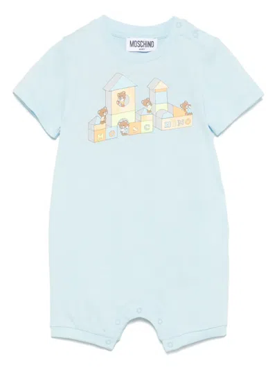 Moschino Babies' Teddy Bear-print Romper In Blue