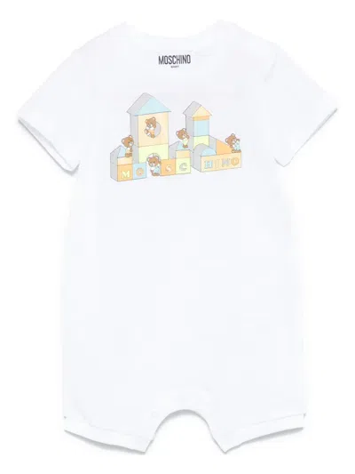 Moschino Babies' Teddy Bear-print Romper In White