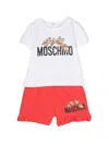 Moschino Teddy Bear-print Ruffle-detail Shorts Set In Red