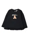 Moschino Teddy Bear-print Ruffled T-shirt In Black