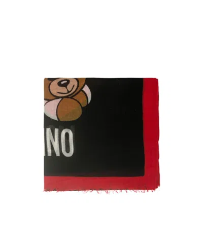 Moschino Teddy Bear Print Scarf In Multi