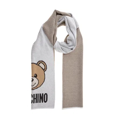 Moschino Teddy Bear-print Scarf In Nude