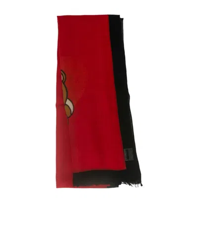 Moschino Teddy Bear Print Scarf In Red