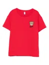 Moschino Teddy Bear-print Short-sleeves Top In Red