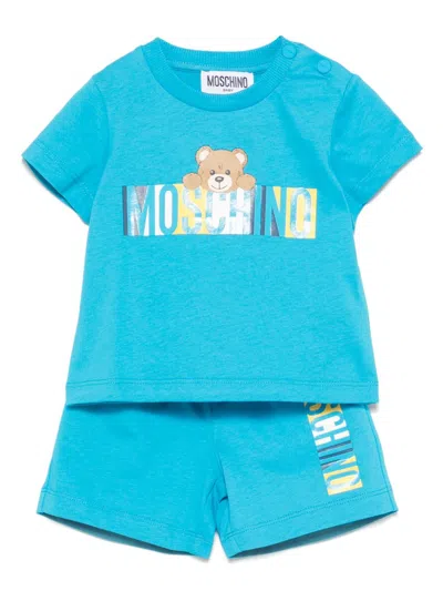 Moschino Babies' Teddy Bear-print Shorts Set In Blue