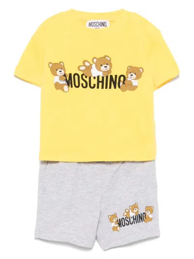 Moschino Babies' Teddy Bear-print Shorts Set In Grey