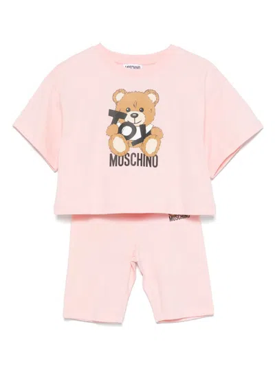 Moschino Kids' Teddy Bear-print Shorts Set In Pink