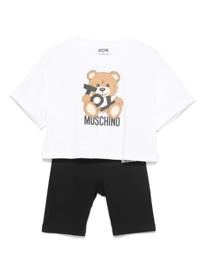 Moschino Kids' Teddy Bear-print Shorts Set In White