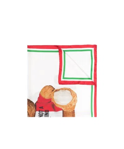 Moschino Teddy Bear-print Silk Scarf In White