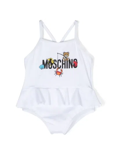 Moschino Babies' Teddy Bear-print Skirt Swimsuit In White