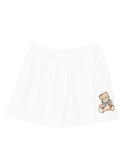Moschino Kids' Teddy Bear-print Skirt In White