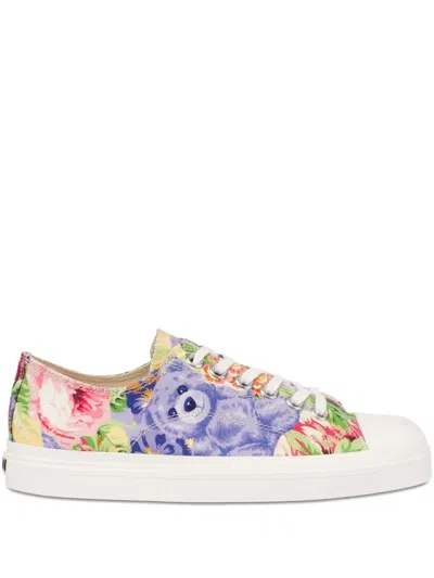 Moschino Teddy-bear-print Sneakers In Gold