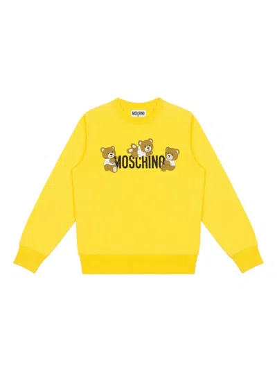 Moschino Kids' Sweatshirt Mit Teddy-print In Gelb