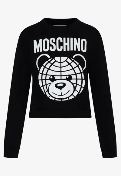Moschino Teddy Bear Print Sweatshirt In Black