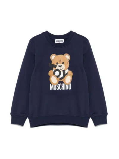 Moschino Kids' Teddy Bear-print Sweatshirt In Blue