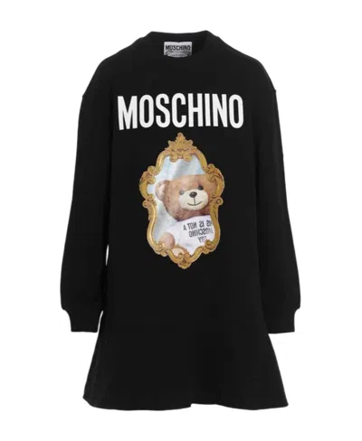 Moschino Teddy Bear-print Sweatshirt Dress In Black