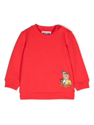 Moschino Babies' Teddy Bear-print Sweatshirt In Red