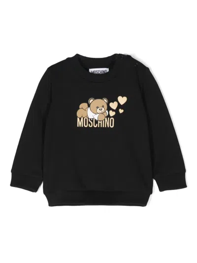 Moschino Babies' Sweatshirt Mit Teddy-print In Schwarz