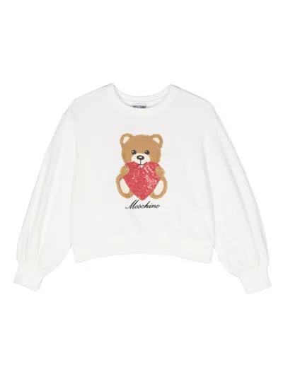 Moschino Kids' Teddy-bear Print Sweatshirt In White