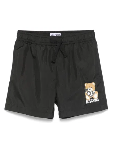 Moschino Kids' Teddy Bear-print Swim Shorts In Black