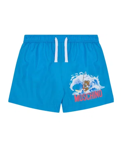Moschino Kids' Teddy Bear-print Swim Shorts In Blue