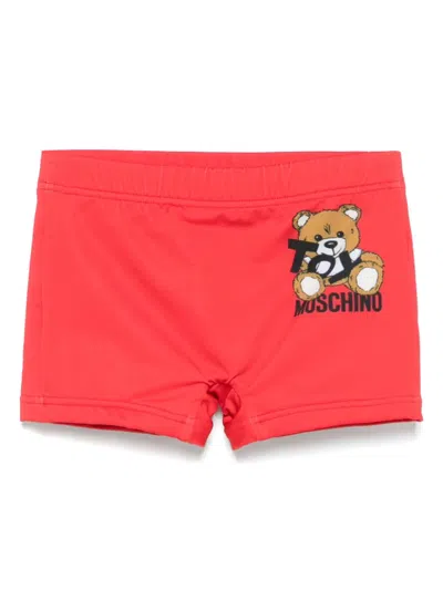 Moschino Babies' Teddy Bear-print Swim Trunks In Red