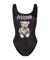 Moschino Logo Lycra One Piece Swimsuit In Black