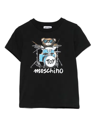 Moschino Kids' Teddy Bear-print T-shirt In Black