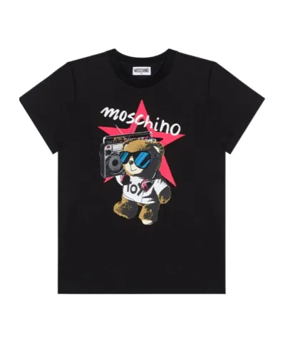 Moschino Kids' Teddy Bear-print T-shirt In Black