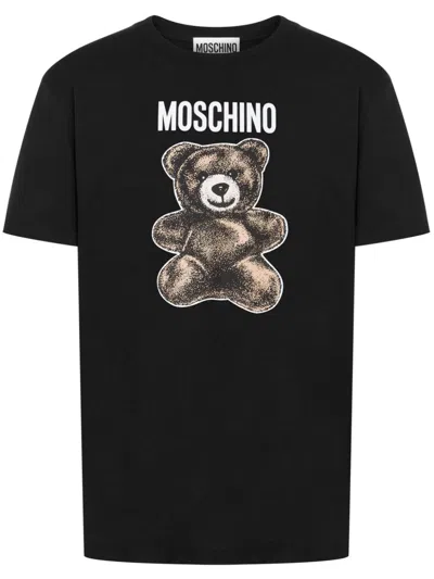 Moschino Graphic Print Bear T-shirt With Short Sleeves In Black