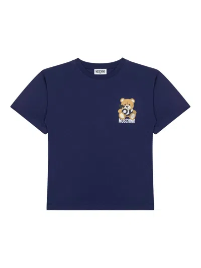 Moschino Kids' Teddy Bear-print T-shirt In Blue