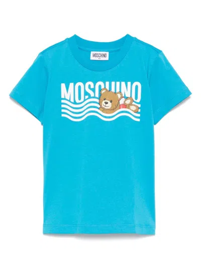 Moschino Kids' Teddy Bear-print T-shirt In Blue