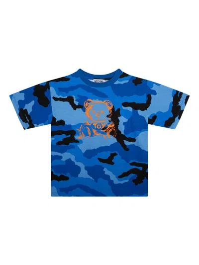Moschino Kids' Teddy-bear-print T-shirt In Blue