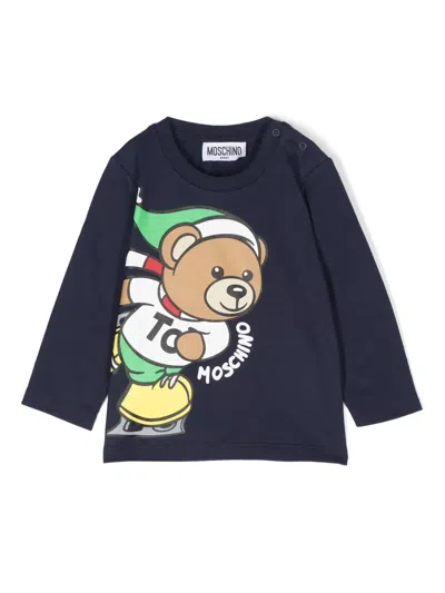 Moschino Babies' Teddy Bear-print T-shirt In Blue