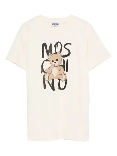 Moschino Kids' Teddy Bear-print Cotton T-shirt In White
