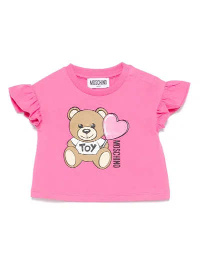 Moschino Babies' Teddy Bear-print T-shirt In Pink