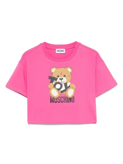 Moschino Kids' Teddy Bear-print T-shirt In Pink