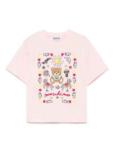 Moschino Kids' Teddy Bear-print T-shirt In Pink