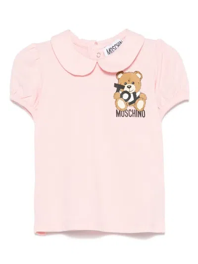 Moschino Babies' T-shirt Mit Teddy-print In Rosa