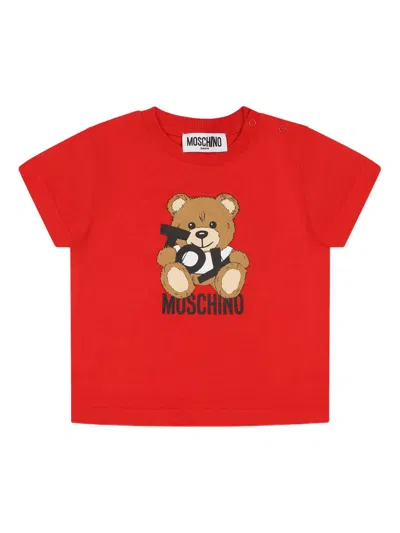Moschino Babies' Teddy Bear-print T-shirt In Rot