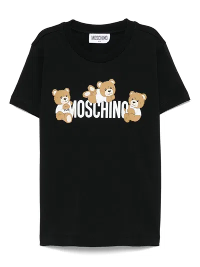 Moschino Kids' T-shirt Mit Teddy-print In Schwarz