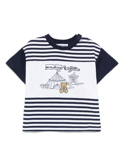 Moschino Babies' T-shirt Mit Teddy-print In Weiss