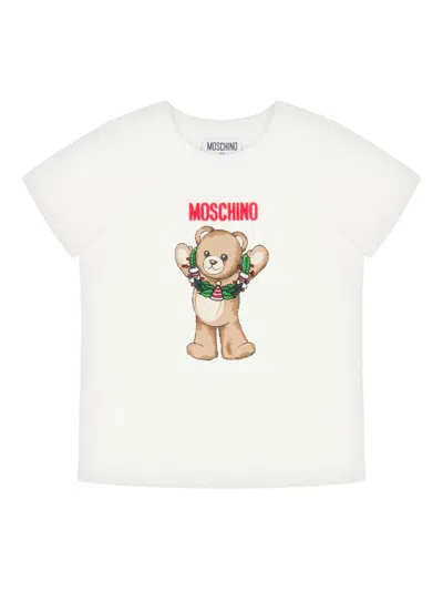 Moschino Teddy Bear Cotton Jersey T-shirt In White