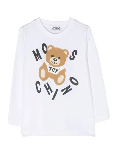 Moschino Kids' Teddy Bear Print T-shirt In White