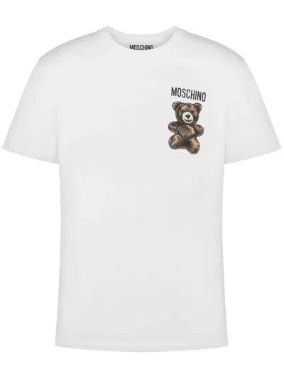 Moschino Teddy Bear-print Crewneck T-shirt In White