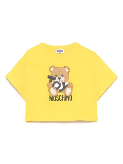 Moschino Kids' Teddy Bear-print T-shirt In Yellow
