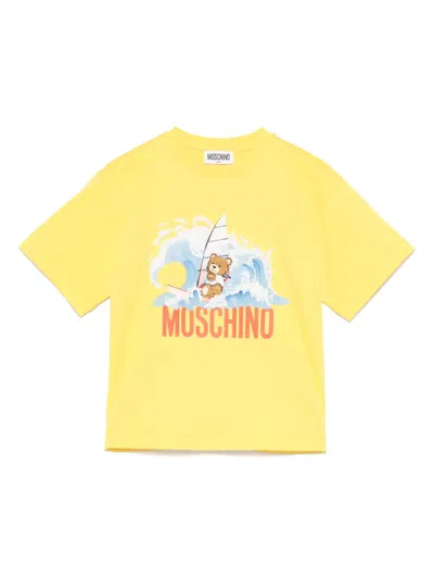 Moschino Kids' Teddy Bear-print T-shirt In Yellow