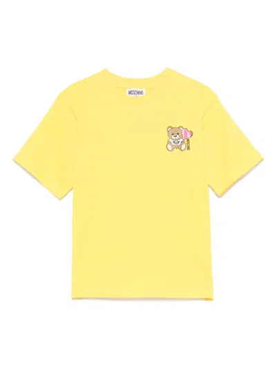 Moschino Kids' Teddy Bear-print T-shirt In Yellow