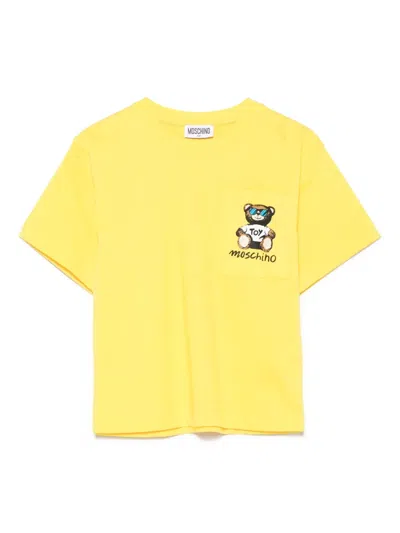 Moschino Kids' Teddy Bear-print T-shirt In Yellow