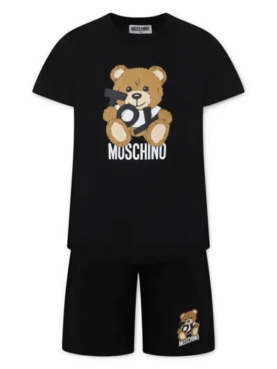 Moschino Kids' Teddy Bear-print Tracksuit In Black